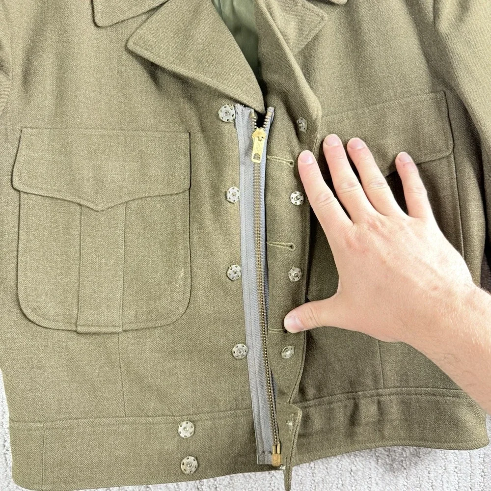 Vintage M-1950 US Army Ike Jacket Men's 40 L Wool OD WWII Korean War